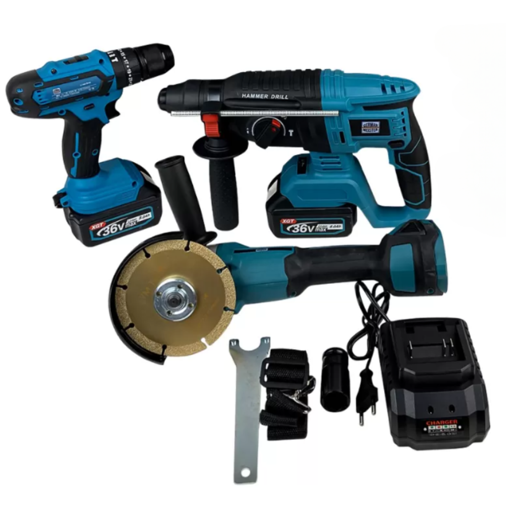 li　36 Set Profesional 3 Scule Electrice cu 2 Acumulatori 36V 8Ah, Ciocan Rot