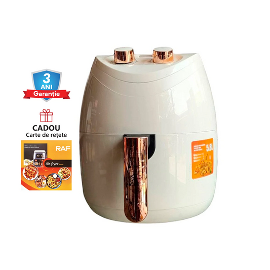 Air Fryer RAF 5232W - Friteuza cu Aer Cald, Fara Ulei, Capacitate 5.8L, 1500W, Alb