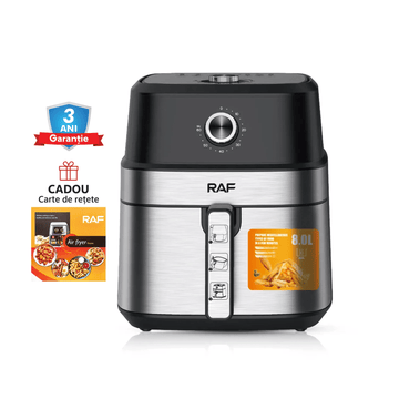 Air Fryer RAF 5319 - Friteuza cu Aer Cald, Fara Ulei, Capacitate 8L, 1800W, Negru