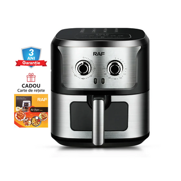 Air Fryer RAF 5329 - Friteuza cu Aer Cald, Fara Ulei, Capacitate 6.8L, 1600W, Negru