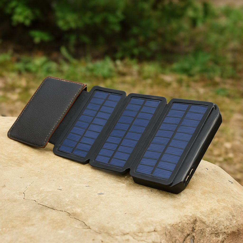 Baterie externa pliabila 20.000mAh cu 4 panouri solare de mare putere, ideala pentru drumetii, camping si calatorii fara acces la priza
