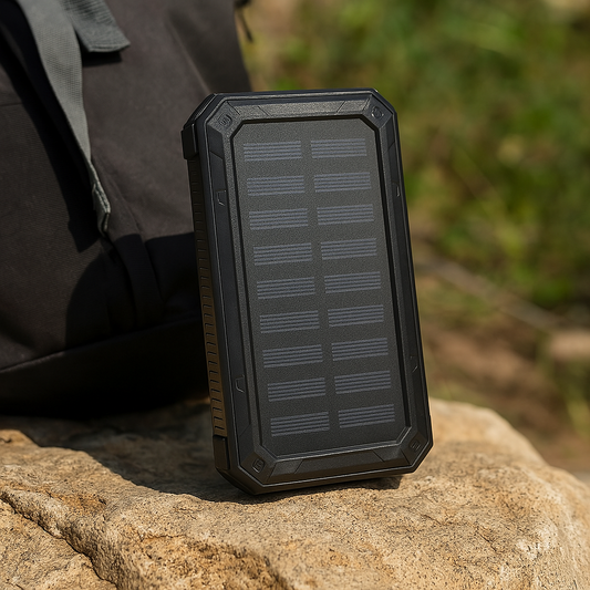 Baterie externa solara 20.000 mAh, incarcare prin panou solar, 2xUSB si 1xUSB Type-C, ideala pentru calatorii si camping