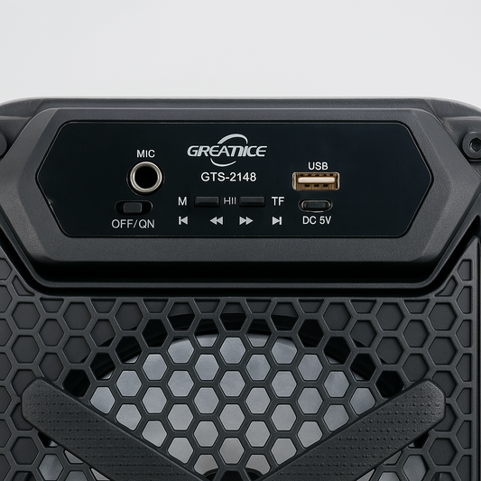 Boxa Bluetooh Cu Acumulator, 55x20x18 cm, 2x15w RMS, difuzoare mari de 8 inch, sunet clar si puternic + BONUS 1x Microfon pentru Karaoke