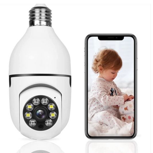 Camera de Supraveghere WI-FI HD Tip Bec cu Senzor de Miscare si Aplicatie Telefon, Suporta Card de Memorie