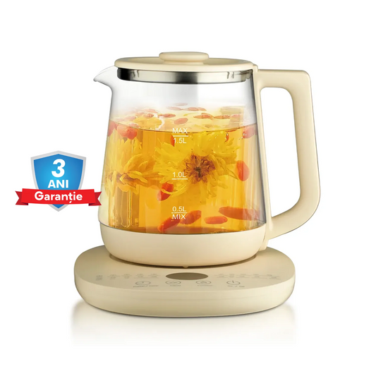 Ceainic Electric RAF 7937 din Sticla de Borosilicat, Capacitate 1.5L, Fara Fir, cu Control