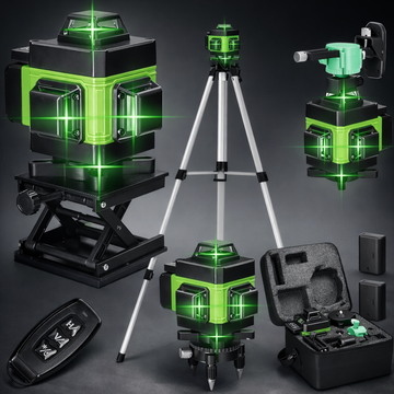 Nivela laser 4D 16 linii, lumina verde, autonivelare 360, telecomanda si trepied pentru constructii
