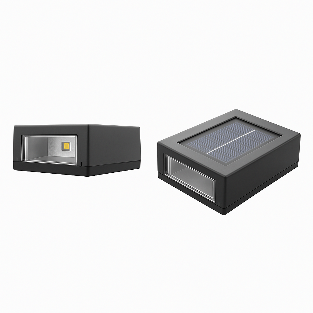 Set 2 lampi solare de perete cu senzor de lumina si iluminare calda