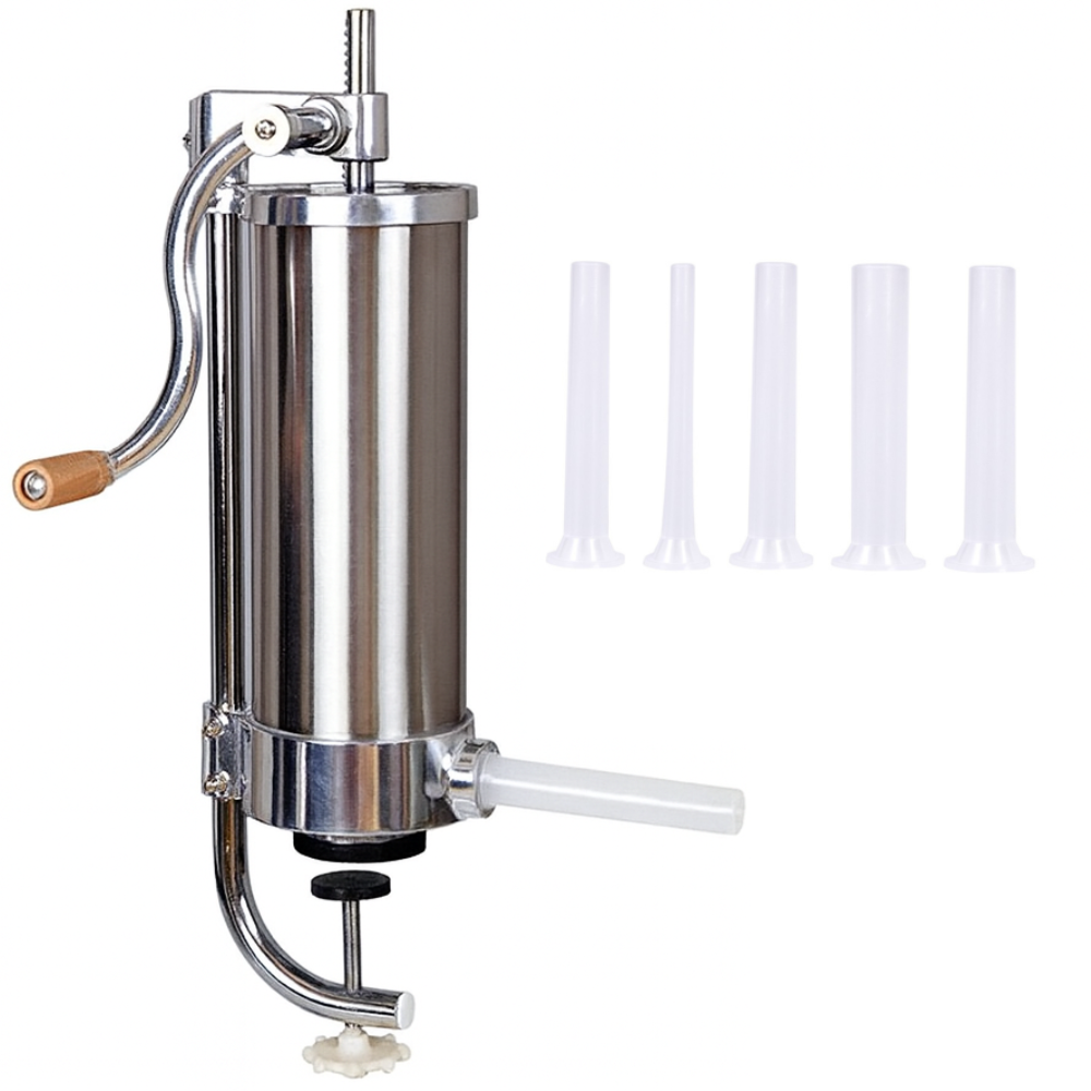 Masina pentru umplut carnati,vertical, 6kg, inox, 5 palnii, prindere menghina