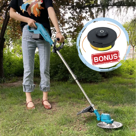 Motocoasa Electrica cu Disc 23cm, Lama Otel 23Cm, 2x Acumulatori Puternici 24v 5ah + Bonus 1x Tambur si cu fir