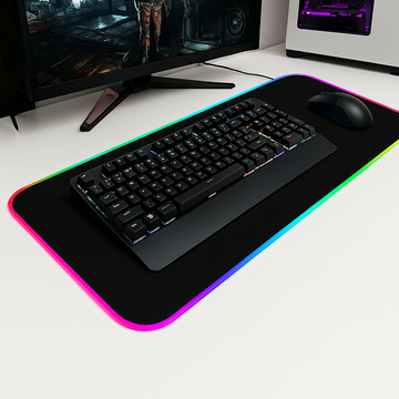 Mouse Pad Gaming cu Iluminare LED RGB 80x30CM Negru, King-Size