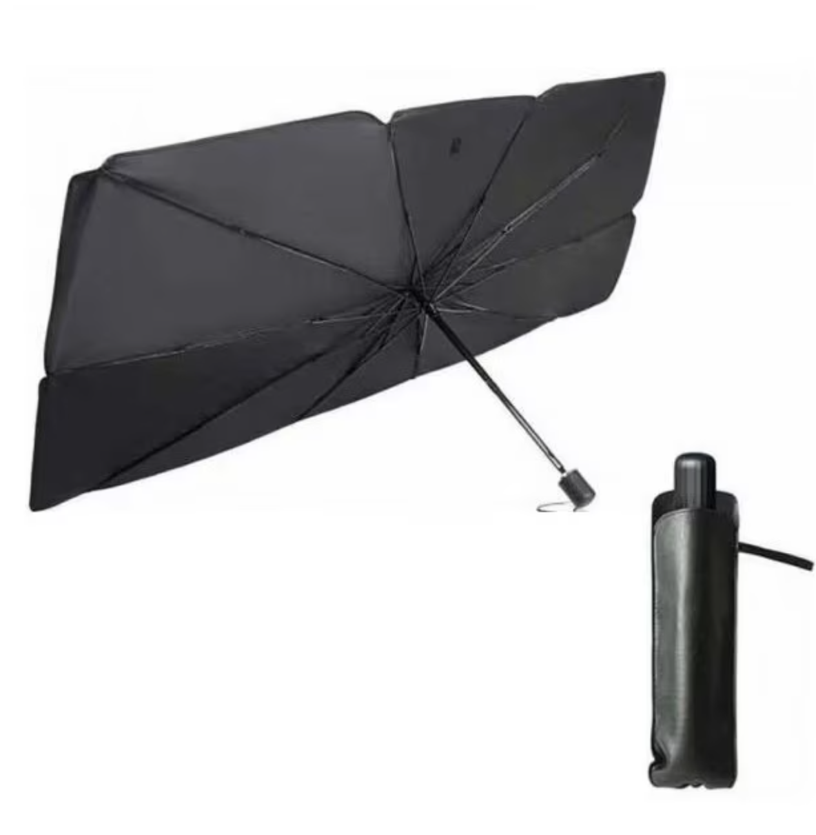 Parasolar pliabil tip umbrela pentru parbriz, negru 140x80 cm