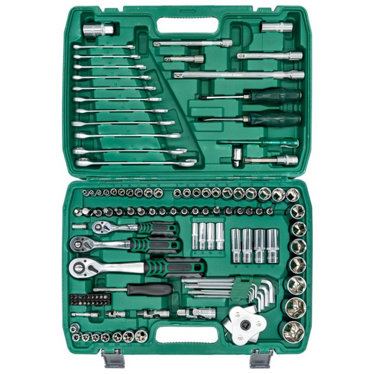 Trusa scule 121 Piese, Fabricata din Chrome Vanadium, Chei fixe, Tubulare/combinate