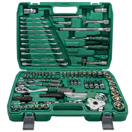 Trusa scule 121 Piese, Fabricata din Chrome Vanadium, Chei fixe, Tubulare/combinate
