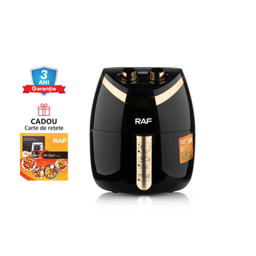 Air Fryer RAF 5232B - Friteuza cu Aer Cald, Fara Ulei, Capacitate 5.8L, 1500W, Negru