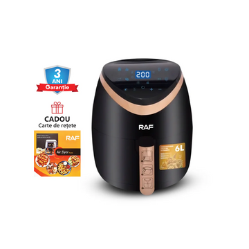 Air Fryer RAF 5234B - Friteuza cu Aer Cald, Fara Ulei, Capacitate 6L, 2400W, Negru