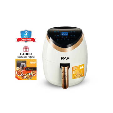 Air Fryer RAF 5234W - Friteuza cu Aer Cald, Fara Ulei, Capacitate 6L, 2400W, Alb