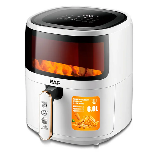 Air Fryer RAF 5330W - Friteuza cu Aer Cald, Fara Ulei, Capacitate 6L, 1500W, Alb