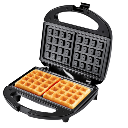 Aparat de facut waffle, 750W, placi neaderente, termostat, clapeta de blocare