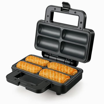Aparat Electric Hotdog Roll 800W Toaster cu Termostat Reglabil Placi Detasabile Suprafata Antiaderenta Gatire Rapida Acasa