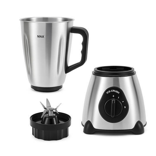 Blender 2 in 1 Hoffmans 800W cu Rasnita Cafea 1.5L Inox 5 Viteze