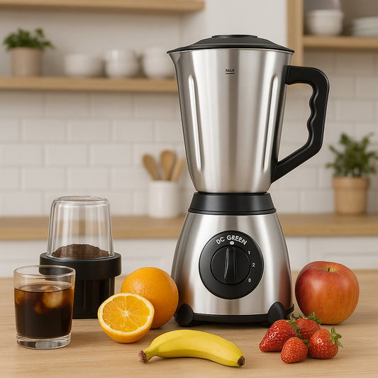 Blender 2 in 1 Hoffmans 800W cu Rasnita Cafea 1.5L Inox 5 Viteze