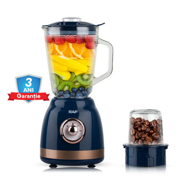 Blender Electric RAF 2827, 1000W, Capacitate 1.5L, cu 6 Lame Otel Inoxidabil + Rasnita de cafea