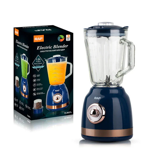 Blender Electric RAF 2827, 1000W, Capacitate 1.5L, cu 6 Lame Otel Inoxidabil + Rasnita de cafea