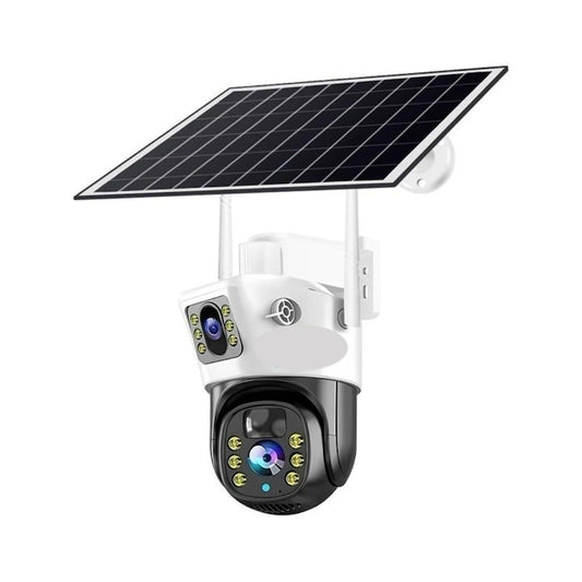 Camera de Supraveghere 4K 8MP cu Panou Solar si Conexiune 4G, Încarcare Solara Fara Priza, Alb sau Gri – Card Memorie 32GB Cadou