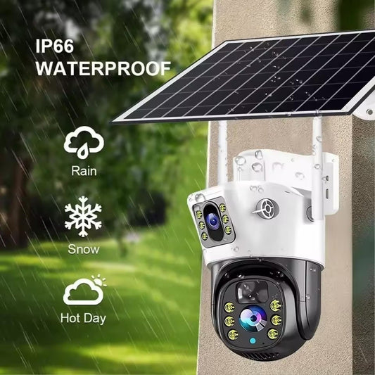 Camera de Supraveghere 4K 8MP cu Panou Solar si Conexiune 4G, Încarcare Solara Fara Priza, Alb sau Gri – Card Memorie 32GB Cadou