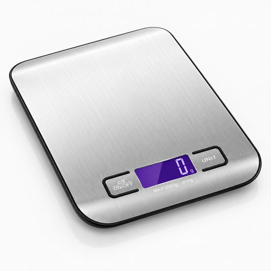 Cantar de Bucatarie Digital 5kg, Precizie 1g, Inox, LCD, g/ml/oz/lb