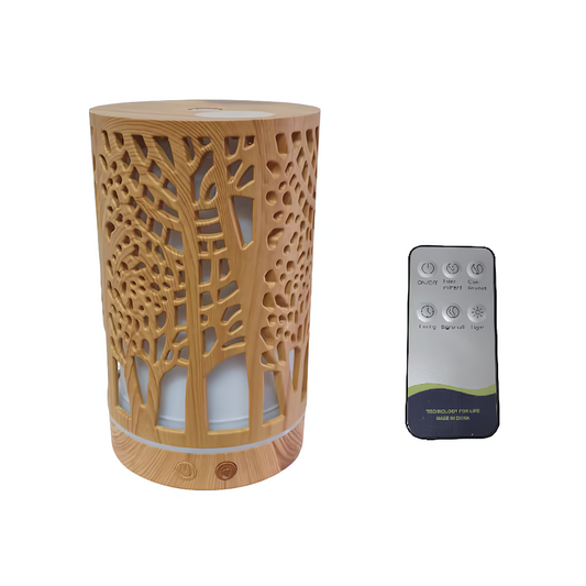 Difuzor Aromaterapie cu Umidificator, 200ml, Ultrasunete, 7 Culori LED, Telecomanda, Timer, Silentios