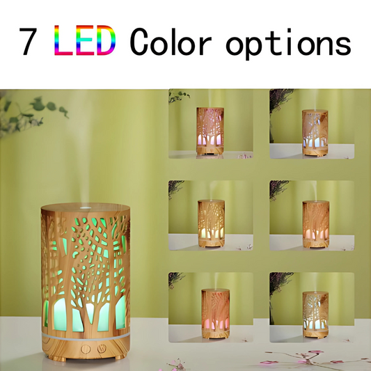 Difuzor Aromaterapie cu Umidificator, 200ml, Ultrasunete, 7 Culori LED, Timer, Silentios