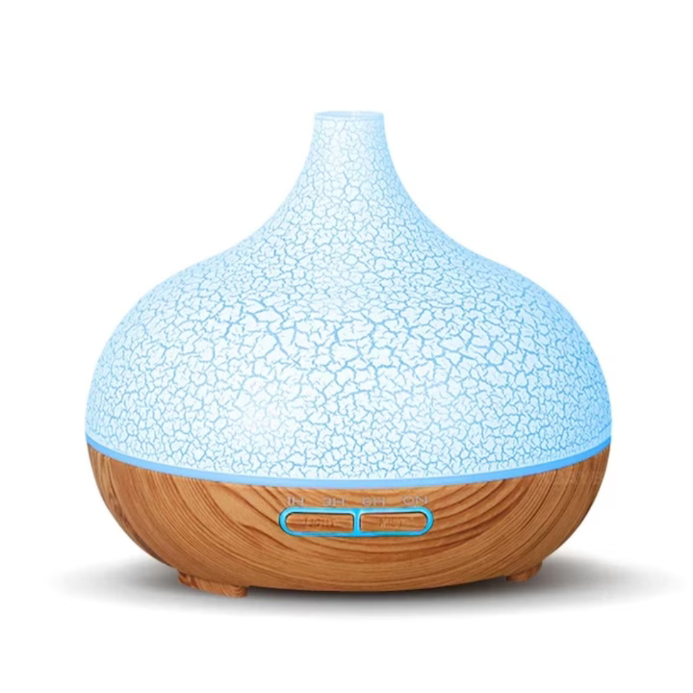 Difuzor Uleiuri Esentiale 550 ml, Umidificator Aromaterapie, Ultrasunete, Design 3D Bamboo