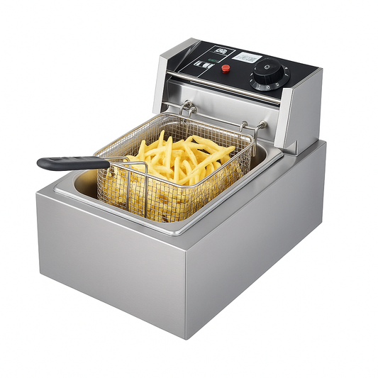 Friteuza Electrica Profesionala 6L din Inox – 2500W, Termostat Automat, Ideala pentru Restaurante si Acasa