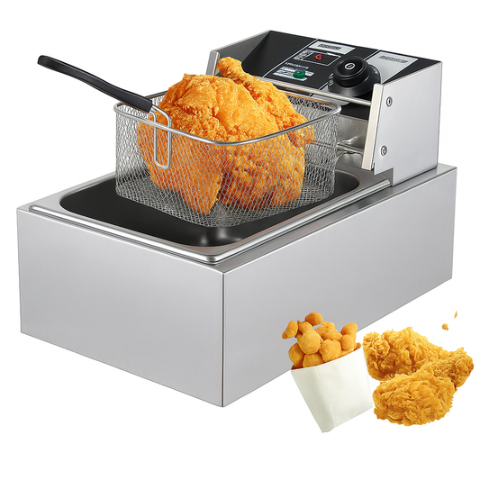 Friteuza Electrica Profesionala 6L din Inox – 2500W, Termostat Automat, Ideala pentru Restaurante si Acasa
