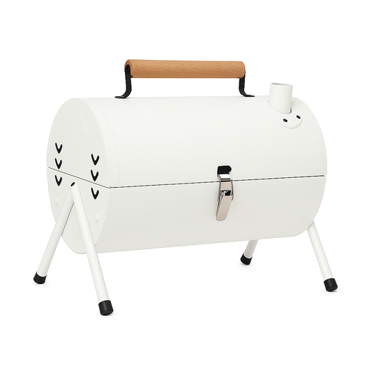 Gratar Carbune Portabil, Design Dublu, 38x25cm, Metal Rezistent, Maner Lemn, Ideal pentru Camping, Gradina si Excursii