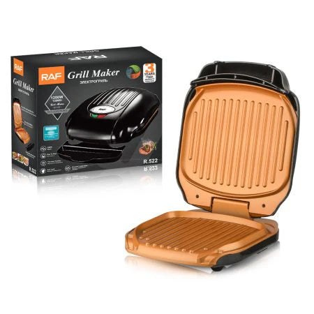 Grătar Electric 1000W cu Capac și Plăci Antiaderente – Gătire Rapidă și Sănătoasă, Dimensiuni 25x22x32 cm