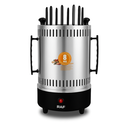 Gratar Electric Fara Fum 1200W cu 8 Frigarui din Otel Inoxidabil si Rotire Automata – Gateste Sanatos si Curat