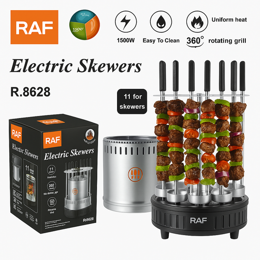 Grătar Electric Vertical 1500W cu 11 Frigărui Rotative – Gătire Rapidă și Eficientă pentru Preparate Delicioase