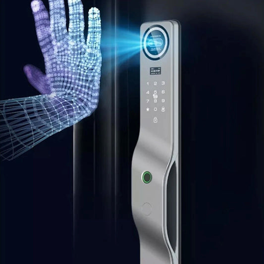 Incuietoare Smart 3D cu Recunoastere Faciala, Palma, Amprenta, Cod, Card, Video Interfon