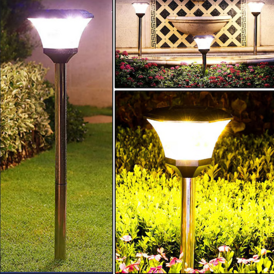Lampa solara exterior vintage cu postament inox 80x22.2cm, IP67, negru, lumina alb rece