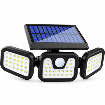 Lampa Solara Tripla 74 LED, 15 W, Senzor Miscare, Exterior, IP65