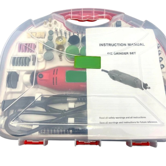 Masina de Gravat 500W cu 117 Accesorii – 12000 RPM, Variator Turatie, Rosu