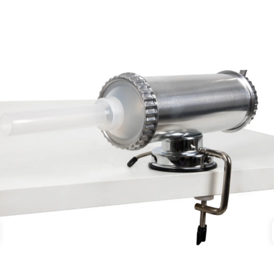 Masina de umplut carnati din inox 3Kg cu prindere ventuza si menghina, 3 palnii incluse