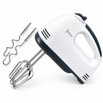 Mixer de Mana 260W, 7 Viteze, 2 Teluri si 2 Spirale, Alb-Negru