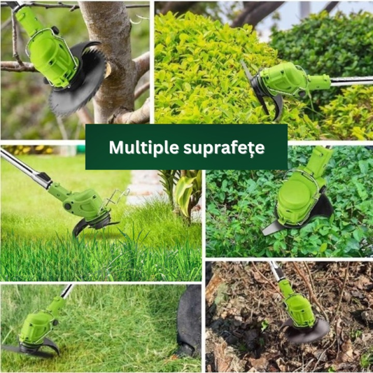 Motocoasa Electrica 48V cu Acumulator – 18000 RPM, Brat Reglabil, 2 Lame + Disc Taiere