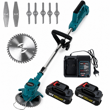 Motocoasa Profesionala cu Disc + Accesorii gazon, 2x Acumulator 36v, Tija Telescopica Reglabila