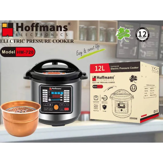 Oala electrica sub presiune din inox Hoffman 12L capacitate mare, gatire rapida