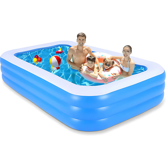 Piscina Gonflabila Family Fun – 3 Inele, Perete Moale, 180 x 120 x 60 cm, Albastru