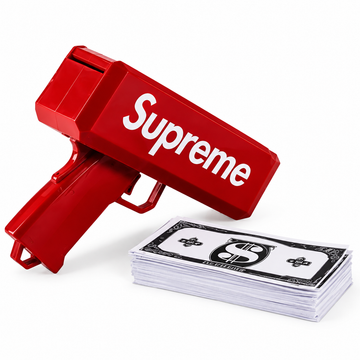 Pistol de Bani Supreme Fun Gun, 40 Bancnote Incluse, Baterii AAA